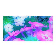 Pink, Green, Blue And White Garden Phlox Flowers Satin Wrap by myrubiogarden