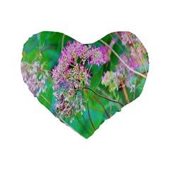 Invincibelle Spirit Hot Pink Hydrangeas On Aqua Green Standard 16  Premium Flano Heart Shape Cushions