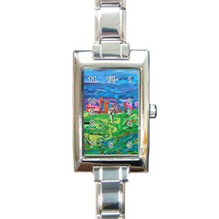 Our Town My Town Rectangle Italian Charm Watch