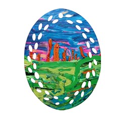 Our Town My Town Oval Filigree Ornament (two Sides) by arwwearableart