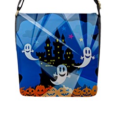 Halloween Ghosts Haunted House Flap Closure Messenger Bag (l) by Wegoenart