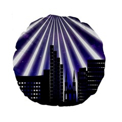 Superhero Background Lights City Standard 15  Premium Flano Round Cushions by Wegoenart