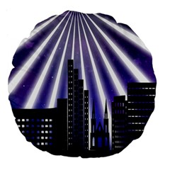 Superhero Background Lights City Large 18  Premium Flano Round Cushions by Wegoenart