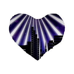 Superhero Background Lights City Standard 16  Premium Flano Heart Shape Cushions