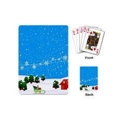 Elf On A Shelf In Sled Snowflakes Playing Cards (mini) by Wegoenart
