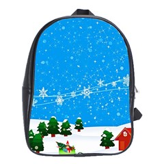 Elf On A Shelf In Sled Snowflakes School Bag (xl) by Wegoenart