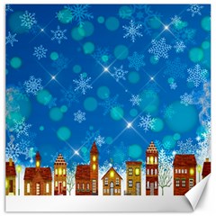 Winter Village Snow Brick Buildings Canvas 12  X 12  by Wegoenart