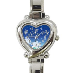 Snowflakes Snowy Landscape Reindeer Heart Italian Charm Watch by Wegoenart