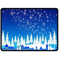 Snowflakes Snowy Landscape Reindeer Fleece Blanket (large)  by Wegoenart