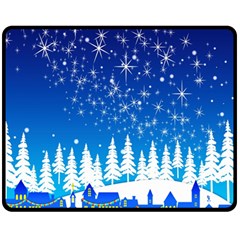 Snowflakes Snowy Landscape Reindeer Fleece Blanket (medium)  by Wegoenart