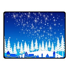 Snowflakes Snowy Landscape Reindeer Double Sided Fleece Blanket (small)  by Wegoenart