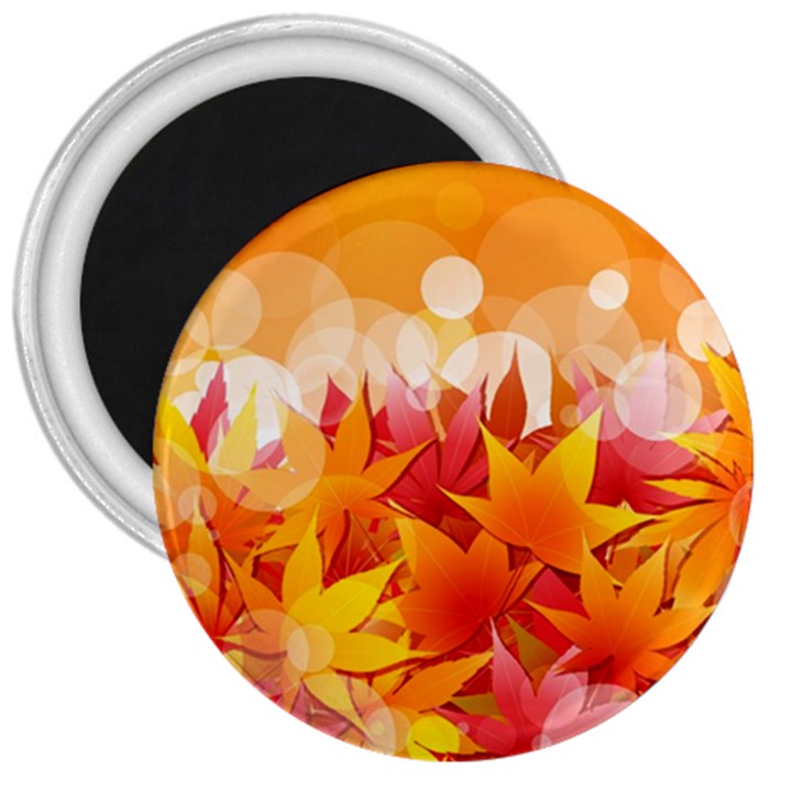 Autumn Background Maple Leaves Bokeh 3  Magnets