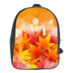 Autumn Background Maple Leaves Bokeh School Bag (large) by Wegoenart