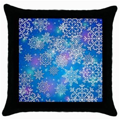 Snowflake Background Blue Purple Throw Pillow Case (black) by Wegoenart