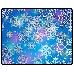 Snowflake Background Blue Purple Double Sided Fleece Blanket (medium)  by Wegoenart