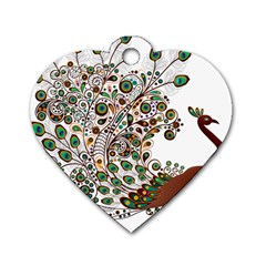 Peacock Graceful Bird Animal Dog Tag Heart (one Side) by Wegoenart