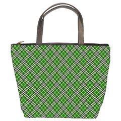 Lumberjack Plaid Buffalo Plaid Green White Bucket Bag by Wegoenart