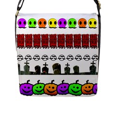 Halloween Borders Trick Or Treat Flap Closure Messenger Bag (l) by Wegoenart