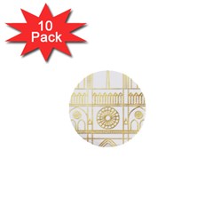 Gold Foil Notre Dame Church Paris 1  Mini Buttons (10 Pack)  by Wegoenart
