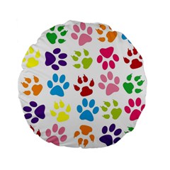 Paw Print Paw Prints Background Standard 15  Premium Flano Round Cushions by Wegoenart