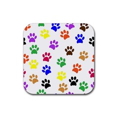 Pawprints Paw Prints Paw Animal Rubber Coaster (square)  by Wegoenart