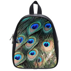 Peacock Feathers Bird Colorful School Bag (small) by Wegoenart