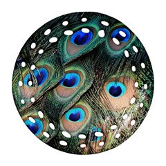 Peacock Feathers Bird Colorful Ornament (round Filigree) by Wegoenart