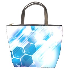 Hexagon Euclidean Vector Gradient Del  Blue Color Science And Technology Bucket Bag by Wegoenart
