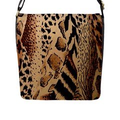Animal Pattern Design Print Texture Flap Closure Messenger Bag (l) by Wegoenart
