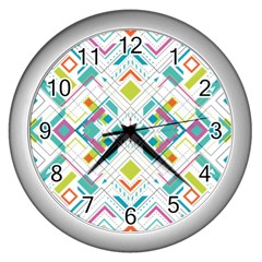 Graphic Design Geometry Shape Pattern Geometric Wall Clock (silver) by Wegoenart