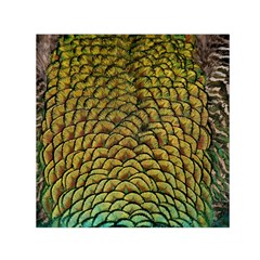 Peacock Bird Feather Color Small Satin Scarf (square) by Wegoenart