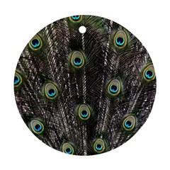 Background Peacock Feathers Ornament (round)