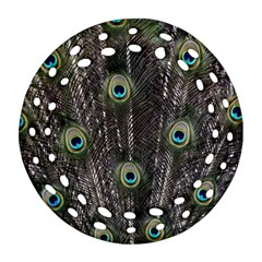 Background Peacock Feathers Ornament (round Filigree) by Wegoenart