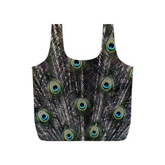 Background Peacock Feathers Full Print Recycle Bag (s) by Wegoenart