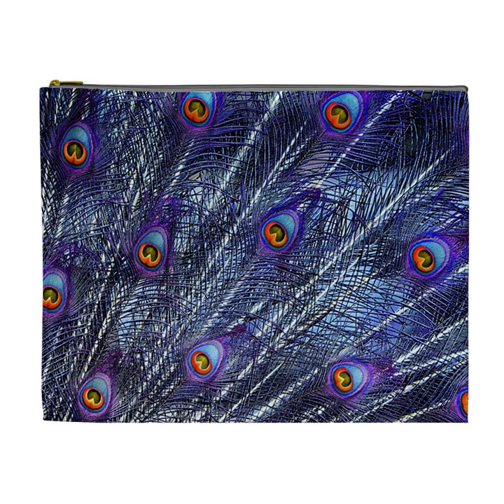 Peacock Feathers Color Plumage Cosmetic Bag (XL)