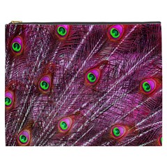 Peacock Feathers Color Plumage Cosmetic Bag (xxxl) by Wegoenart