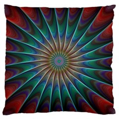 Fractal Peacock Rendering Large Flano Cushion Case (two Sides) by Wegoenart