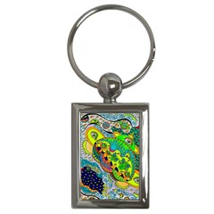 Cosmic Lizards With Alien Spaceship Key Chains (rectangle) 