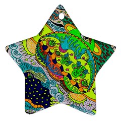 Cosmic Lizards With Alien Spaceship Star Ornament (two Sides) by chellerayartisans