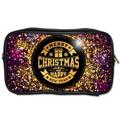 Christmas Golden Labels Xmas Toiletries Bag (one Side) by Simbadda