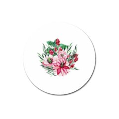Bloom Christmas Red Flowers Magnet 3  (round) by Simbadda