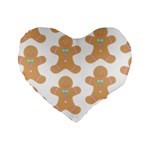 Pattern Christmas Biscuits Pastries Standard 16  Premium Flano Heart Shape Cushions Front