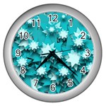 Stars Christmas Ice Decoration Wall Clock (Silver) Front