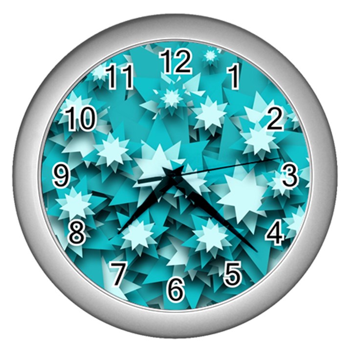 Stars Christmas Ice Decoration Wall Clock (Silver)