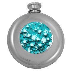 Stars Christmas Ice Decoration Round Hip Flask (5 Oz)