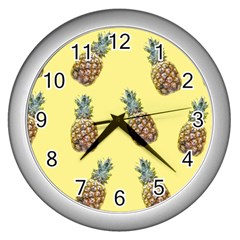 Pineapples Fruit Pattern Texture Wall Clock (silver)