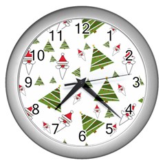 Christmas Santa Claus Decoration Wall Clock (silver)