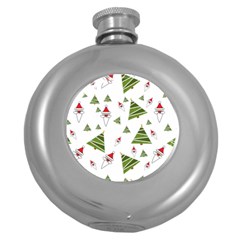 Christmas Santa Claus Decoration Round Hip Flask (5 Oz)