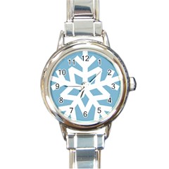 Snowflake Snow Flake White Winter Round Italian Charm Watch by Simbadda