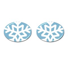 Snowflake Snow Flake White Winter Cufflinks (oval) by Simbadda